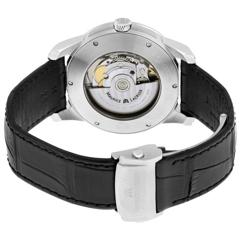 Maurice Lacroix Pontos Silver Dial Black Leather Strap Watch For Men - PT6148-SS001-131 Buy Now By Maurice Lacroix