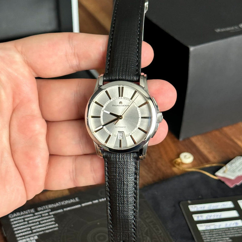 Maurice Lacroix Pontos Silver Dial Black Leather Strap Watch For Men - PT6148-SS001-131 Buy Now By Maurice Lacroix