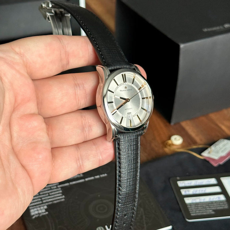 Maurice Lacroix Pontos Silver Dial Black Leather Strap Watch For Men - PT6148-SS001-131 Buy Now By Maurice Lacroix