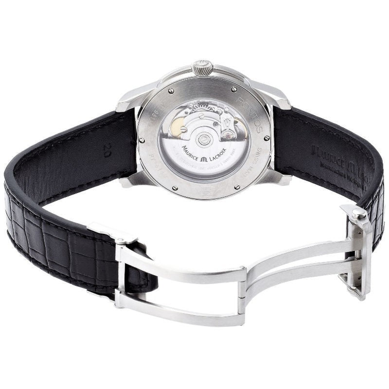 Maurice Lacroix Pontos Date Automatic Black Dial Black Leather Strap Watch For Men - PT6148-SS001-330 Buy Now By Maurice Lacroix