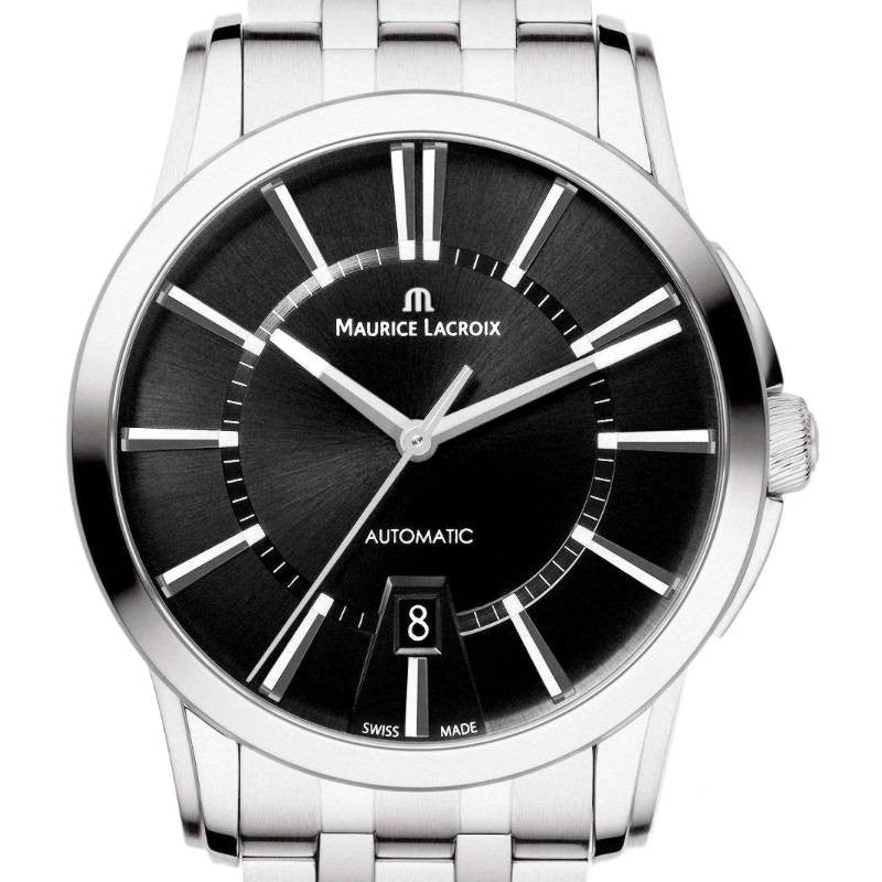 Maurice Lacroix Pontos Date Automatic Black Dial Silver Steel Strap Watch For Men - PT6148-SS002-330 Buy Now By Maurice Lacroix