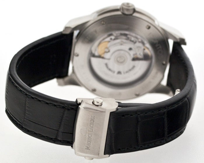 Maurice Lacroix Pontos Date Automatic Black Dial Black Leather Strap Watch For Men - PT6148-SS001-330 Buy Now By Maurice Lacroix