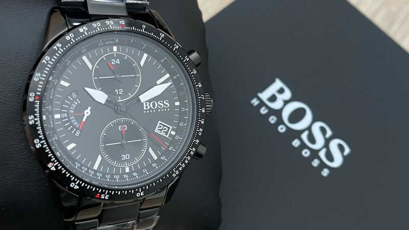 Shop Hugo Boss Aero Black Dial Black Steel Strap Watch for Men - 1513771 in USA