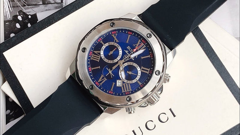 Bulova Marine Star Blue Dial Black Silicone Strap Watch for Men - 98B258 Buy Now By Bulova