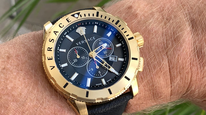 Versace Casual Chronograph Black Dial Black Leather Strap Watch for Men - VERG003-18 Buy Now By Versace