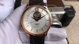 Tissot Tradition Powermatic 80 Open Heart Silver Dial Brown Leather Strap Watch For Men - T063.907.36.038.00 Buy Now By Tissot