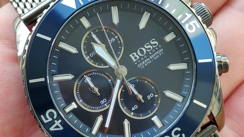 Shop Hugo Boss Ocean Edition Blue Dial Black Mesh Bracelet Watch for Men - 1513702 in USA