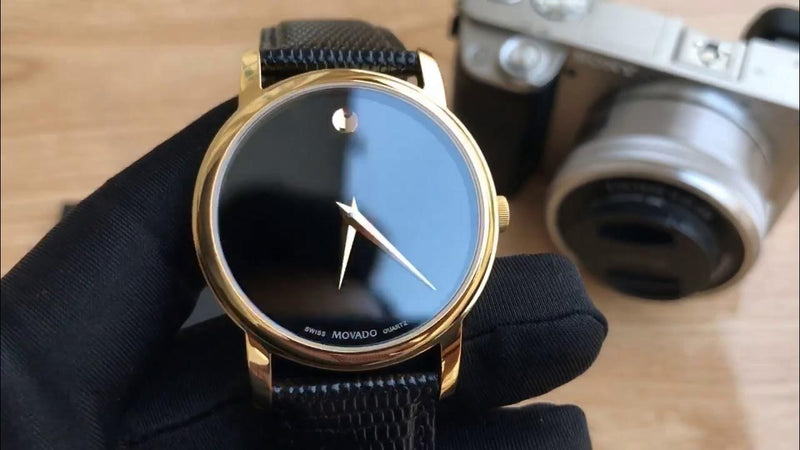 Movado Museum Black Dial Black Leather Strap Watch For Men - 2100005 Buy Now By Movado