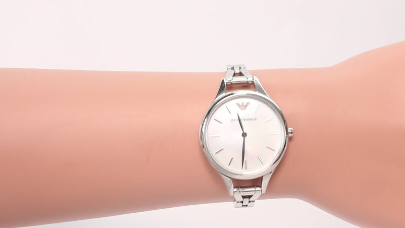 Emporio Armani Aurora Mother Of Pearl White Dial Silver Steel Strap Watch For Women - AR11054 Buy Now By Emporio Armani