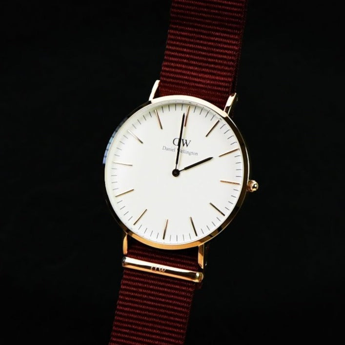 Daniel Wellington Classic Roselyn White Dial Maroon Nylon Strap Watch For Women - DW00100267 Buy Now By Daniel Wellington
