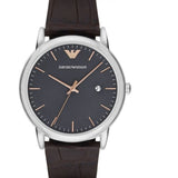 Emporio Armani Luigi Quartz Gray Dial Brown Leather Strap Watch For Men - AR1996