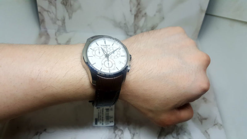 Tissot Couturier Chronograph White Dial Brown Leather Strap Watch For Men - T035.617.16.031.00 Buy Now By Tissot