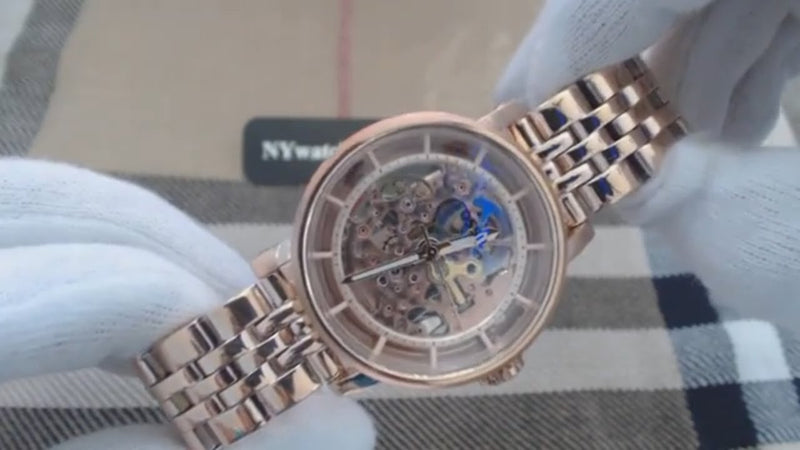 Fossil Boyfriend Automatic Skeleton Rose Gold Dial Rose Gold Steel Strap Watch for Women - ME3065 Buy Now By Fossil