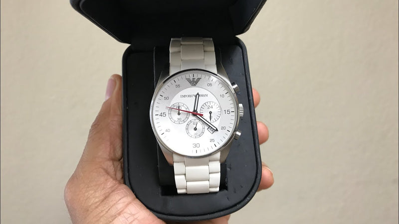 Emporio Armani Sport Chronograph White Dial White Silicone Strap Watch For Men - AR5859 Buy Now By Emporio Armani