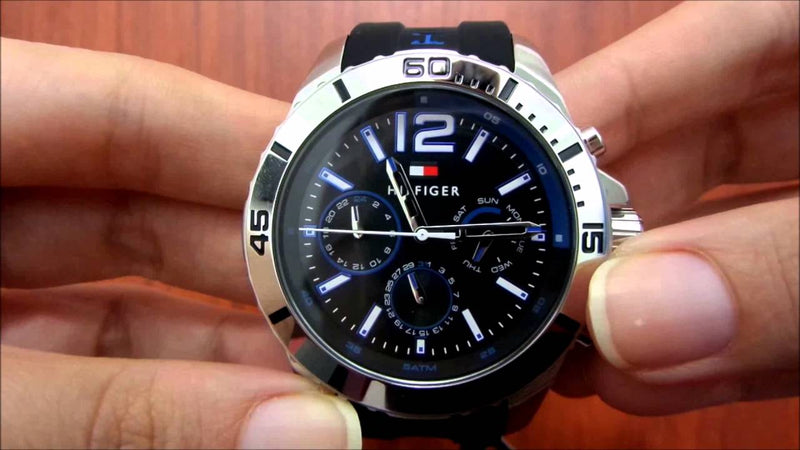Shop Tommy Hilfiger Sport Multifunction Black Dial Black Rubber Strap Watch for Men - 1791143 in USA
