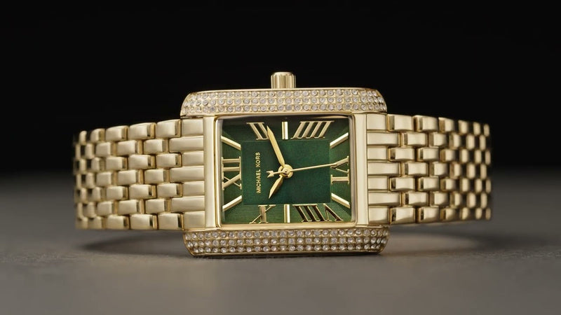 Michael Kors Emery Pave Analog Green Dial Gold Steel Strap Watch for Women - MK4742 Buy Now By Michael Kors