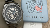Fossil Bronson Automatic Skeleton Black Dial Grey Steel Strap Watch for Men - ME3218 Buy Now By Fossil