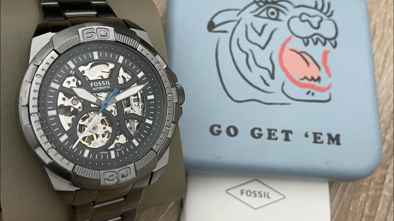 Fossil Bronson Automatic Skeleton Black Dial Grey Steel Strap Watch for Men - ME3218 Buy Now By Fossil