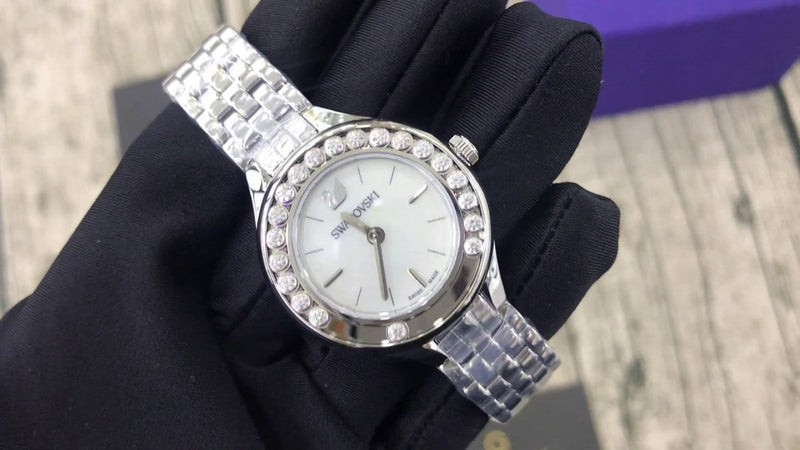 Shop Swarovski Lovely Crystals Mini White Dial Silver Steel Strap Watch for Women - 5242901 in USA