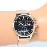Hugo Boss Companion Chronograph Black Dial Rose Gold Mesh Strap Watch For Men - 1513548