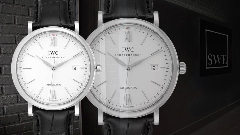 Shop IWC Portofino Automatic White Dial Black Leather Strap Watch for Men - IW356501 in USA