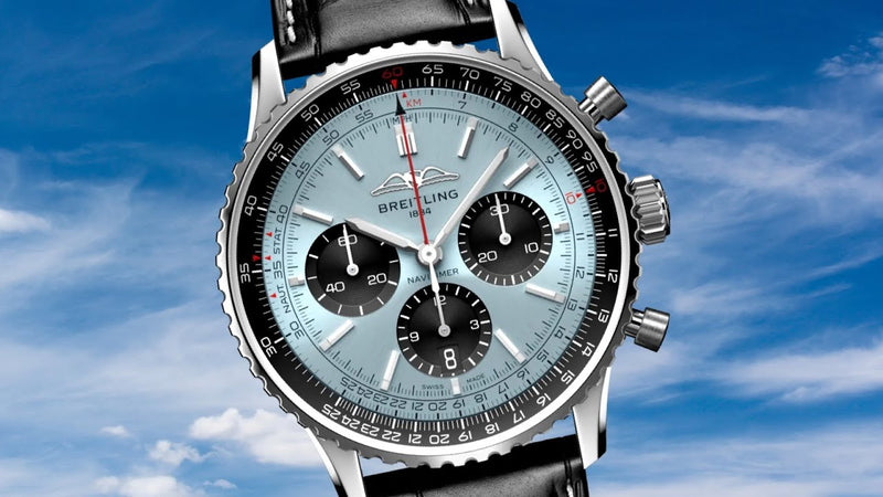 Shop Breitling Navitimer B01 Chronograph 43 Blue Dial Black Leather Strap Watch for Men - AB0138241C1P1 in USA