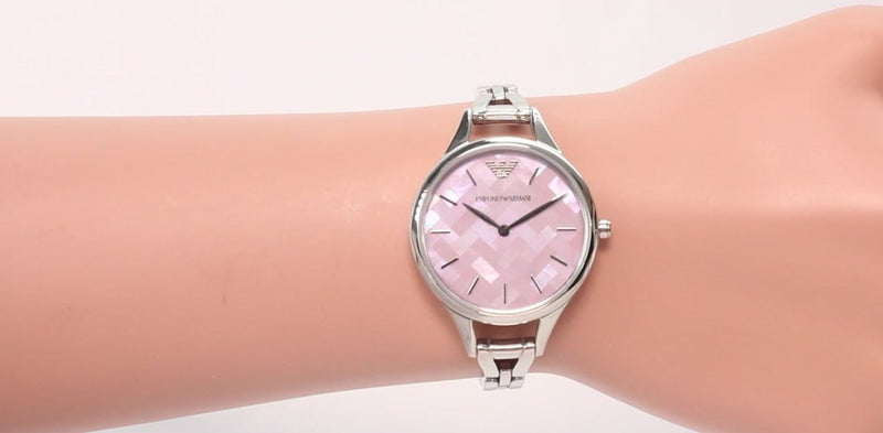Emporio Armani Aurora Mother Of Pearl Purple Dial Silver Steel Strap Watch For Women - AR11122 Buy Now By Emporio Armani