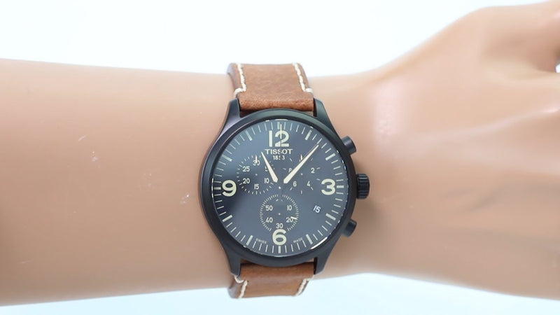 Tissot T Sport Chrono XL Black Dial Brown Leather Strap Watch For Men - T116.617.36.057.00 Buy Now By Tissot