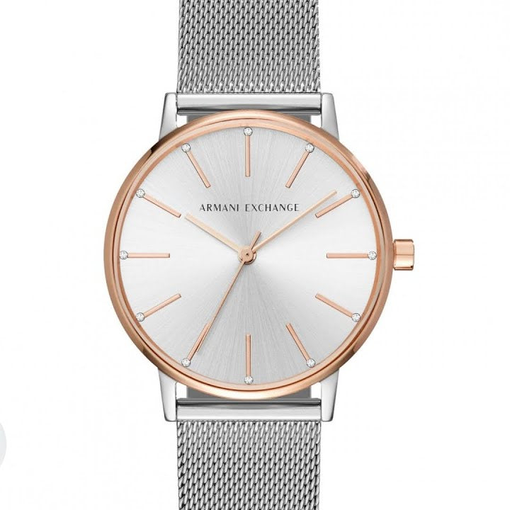 Armani Exchange Lola Analog White Dial Silver Mesh Strap Watch For Women - AX5537 Buy Now By Armani Exchange