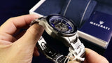 Maserati SFIDA Automatic Blue Dial Silver Steel Strap Watch For Men - R8823140001