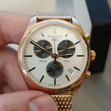 Tissot T Classic PR 100 Chronograph Silver Dial Rose Gold Mesh Bracelet Watch For Men - T101.417.33.031.01 Buy Now By Tissot