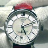Tissot Chemin Des Tourelles Powermatic 80 Mother of Pearl White Dial Red Leather Strap Watch For Women - T099.207.16.118.00 Buy Now By Tissot