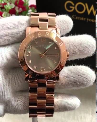 Marc Jacobs Amy Glitz Brown Dial Rose Gold Steel Strap Watch for Women - MBM3221 Buy Now By Marc Jacobs