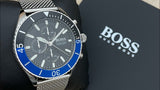 Hugo Boss Ocean Edition Chronograph Black Dial Silver Mesh Strap Watch for Men - 1513742