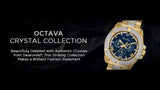 Shop Bulova Crystal Collection Blue Dial Gold Steel Strap Watch for Men - 98C128 in USA