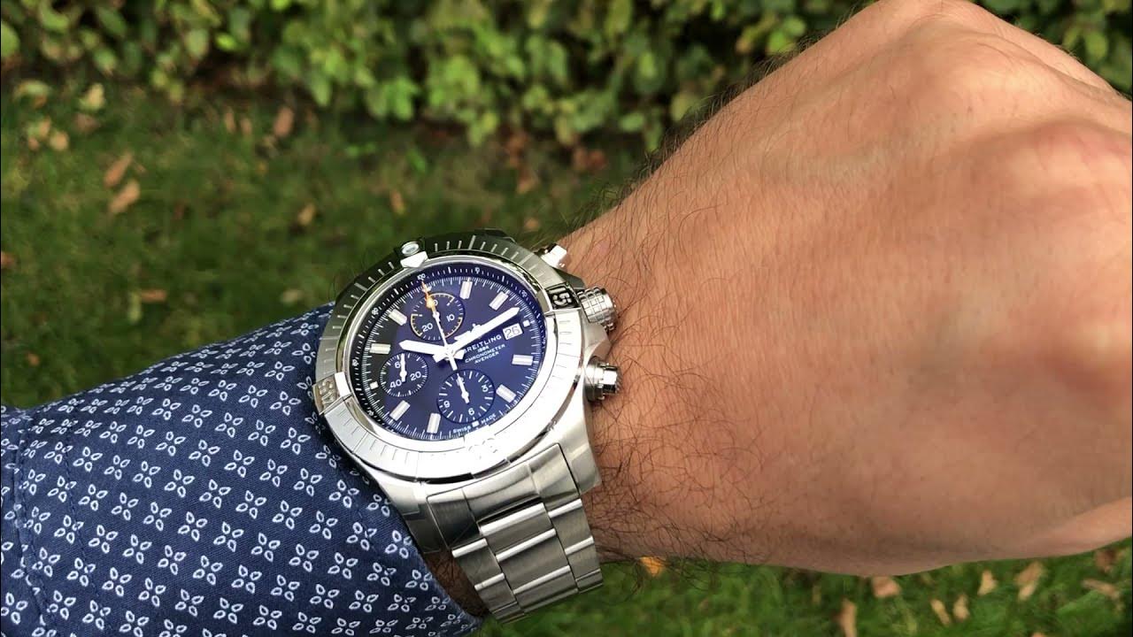Breitling Avenger Chronograph 45mm Blue Dial Silver Steel Strap Watch for Men - A13317101C1A1