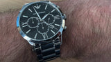 Emporio Armani Giovanni Chronograph Black Dial Silver Steel Strap Watch For Men - AR11208 Buy Now By Emporio Armani