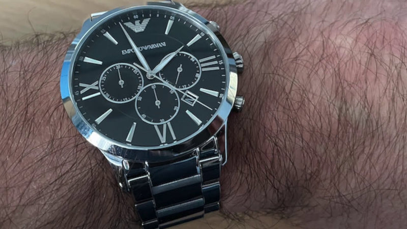 Emporio Armani Giovanni Chronograph Black Dial Silver Steel Strap Watch For Men - AR11208 Buy Now By Emporio Armani