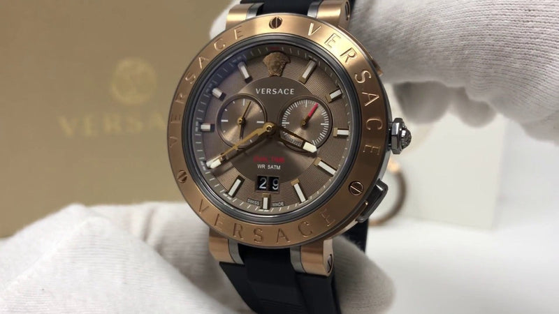 Versace V Extreme Chronograph Brown Tone Dial Black Rubber Strap Watch for Men - VCN030017 Buy Now By Versace