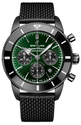 Breitling Superocean Heritage B01 Chronograph 44 Green Dial Black Mesh Bracelet Watch for Men - MB01621A1L1S1