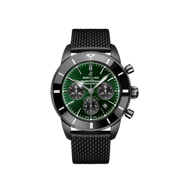 Breitling Superocean Heritage B01 Chronograph 44 Green Dial Black Mesh Bracelet Watch for Men - MB01621A1L1S1