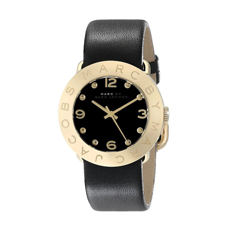 Marc Jacobs Amy Black Dial Black Leather Strap Watch for Women - MBM1154 Buy Now By Marc Jacobs