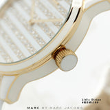 Marc Jacobs Lidia Stripe White Dial White Leather Strap Watch for Women - MBM1164 Buy Now By Marc Jacobs