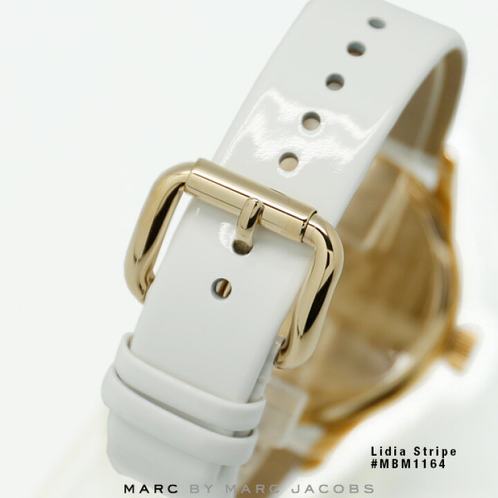 Marc Jacobs Lidia Stripe White Dial White Leather Strap Watch for Women - MBM1164 Buy Now By Marc Jacobs