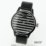 Marc Jacobs Lidia Stripe Glitz Black Dial Black Leather Strap Watch for Women - MBM1166 Buy Now By Marc Jacobs