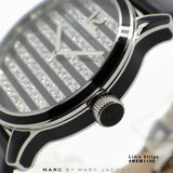 Marc Jacobs Lidia Stripe Glitz Black Dial Black Leather Strap Watch for Women - MBM1166 Buy Now By Marc Jacobs