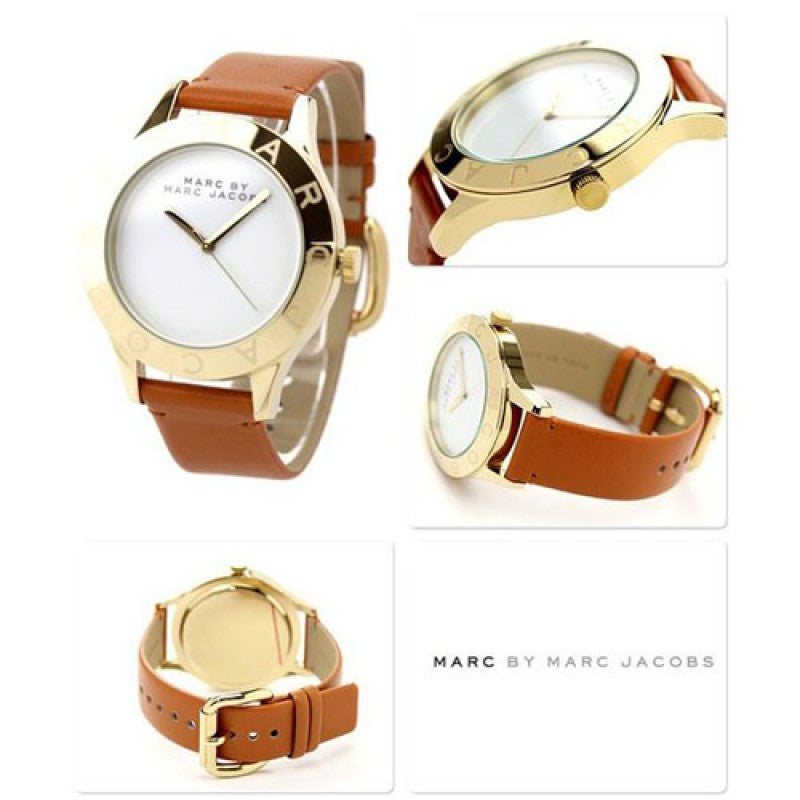 Shop Marc Jacobs Blade White Dial Brown Leather Strap Watch for Women - MBM1218 in USA