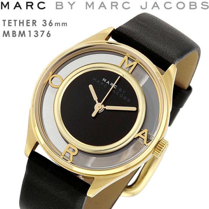Marc Jacobs Tether Black Dial Black Leather Strap Watch for Women - MBM1376 Buy Now By Marc Jacobs