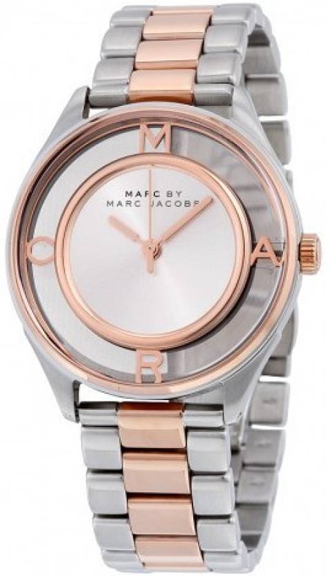 Marc Jacobs Tether Transparent White Dial Two Tone Steel Strap Watch for Women - MBM3436 Buy Now By Marc Jacobs