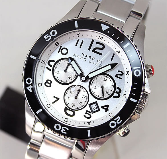 Marc Jacobs Rock Chronograph White Dial Silver Steel Strap Watch for Men - MBM5027 Buy Now By Marc Jacobs